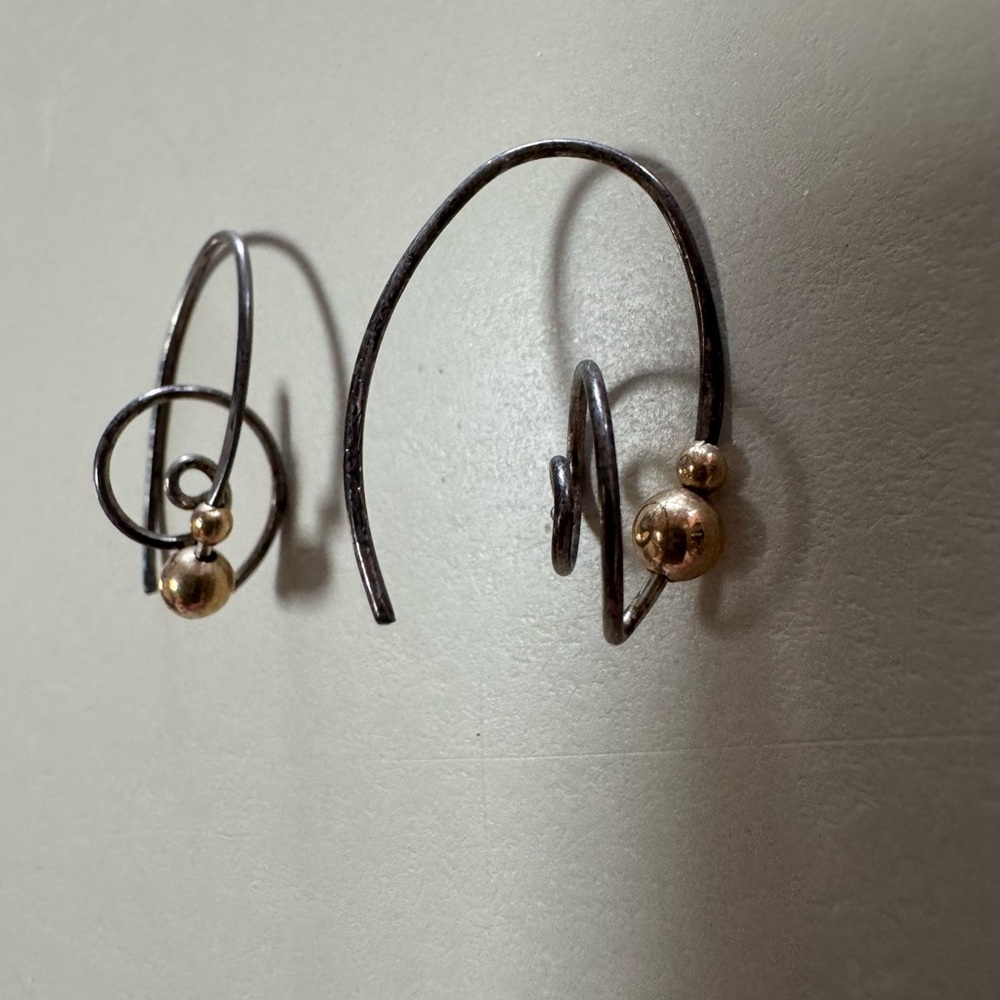 Spiral Silver and Gold Threader Earrings